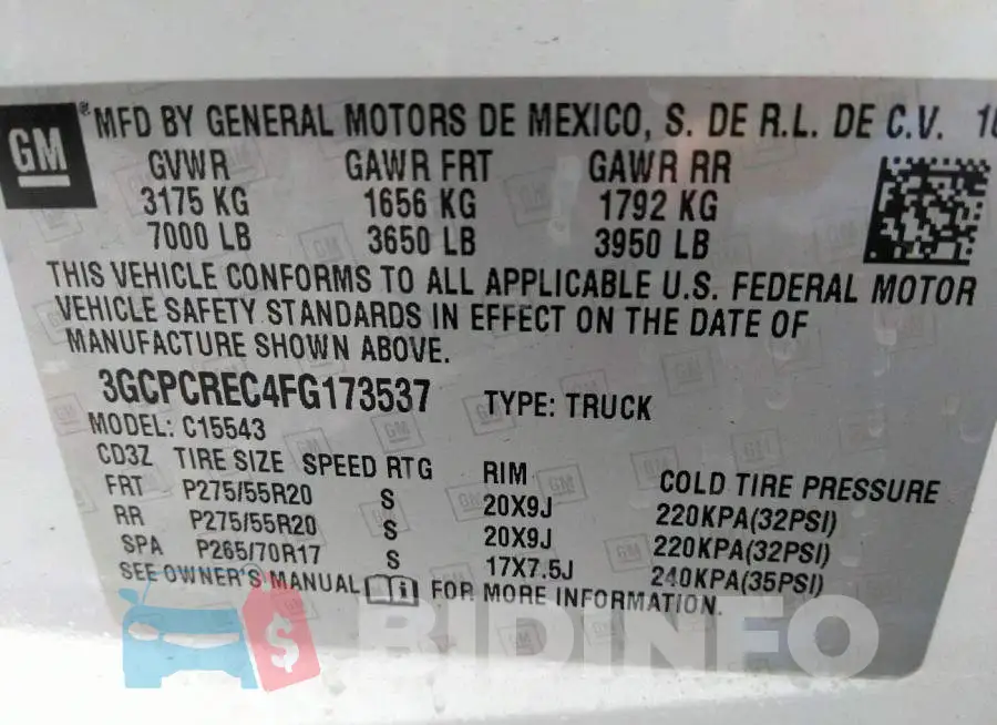 3GCPCREC4FG173537 Photo# 9