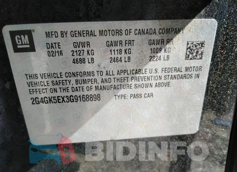 2G4GK5EX3G9168898 Photo# 9
