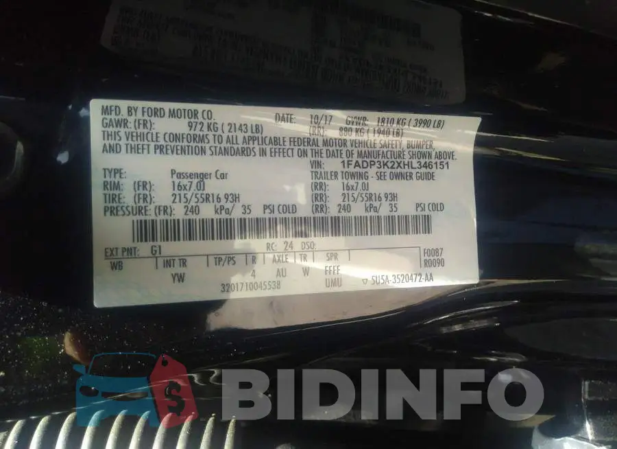 1FADP3K2XHL346151 Photo# 9
