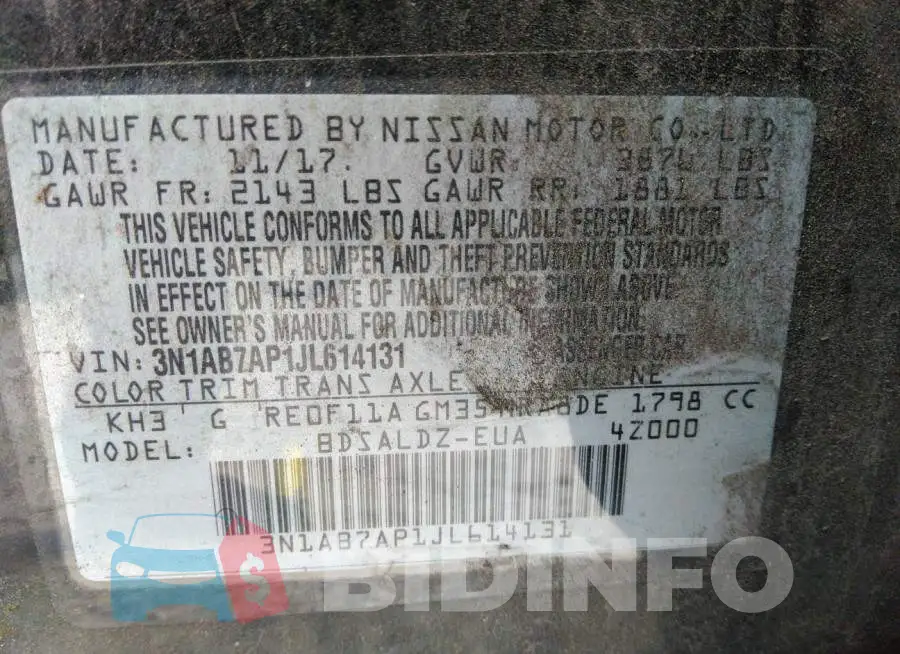 3N1AB7AP1JL614131 Photo# 9