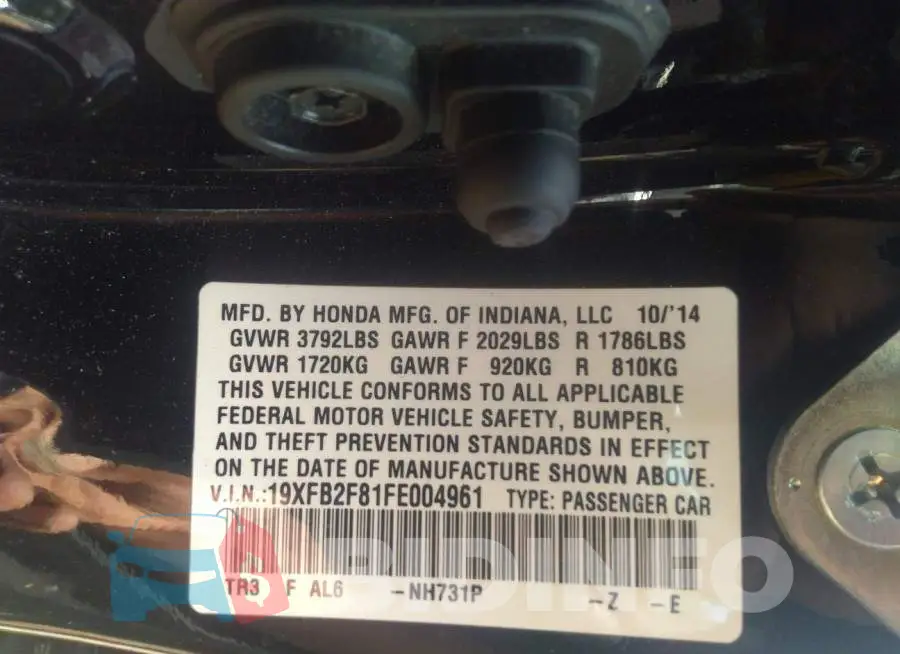 19XFB2F81FE004961 Photo# 9