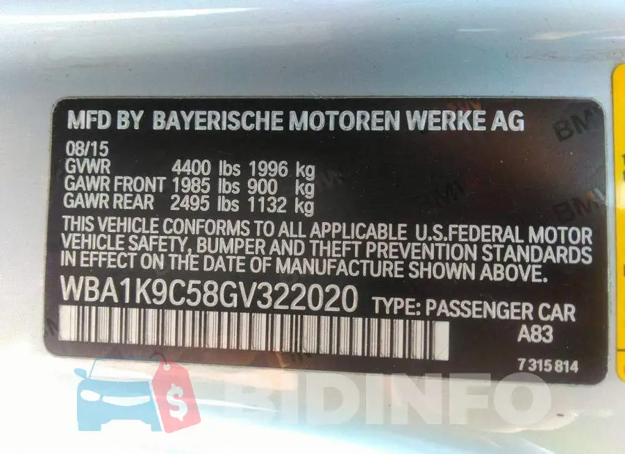 WBA1K9C58GV322020 Photo# 9