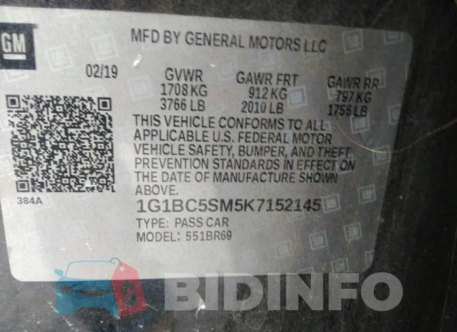 1G1BC5SM5K7152145 Photo# 9