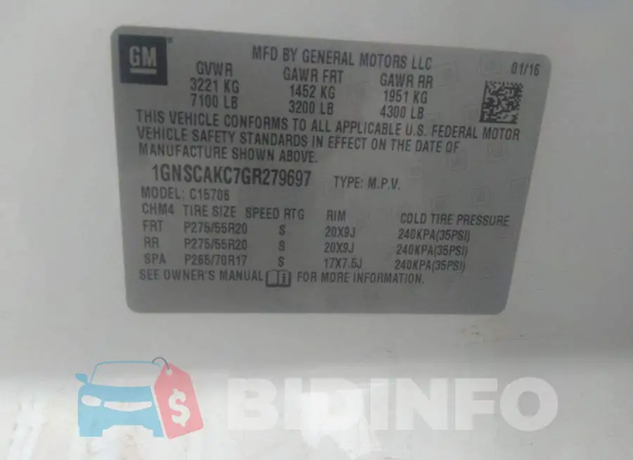 1GNSCAKC7GR279697 Photo# 9