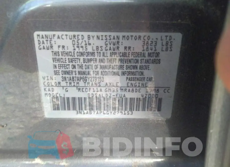3N1AB7AP6GY279153 Photo# 9