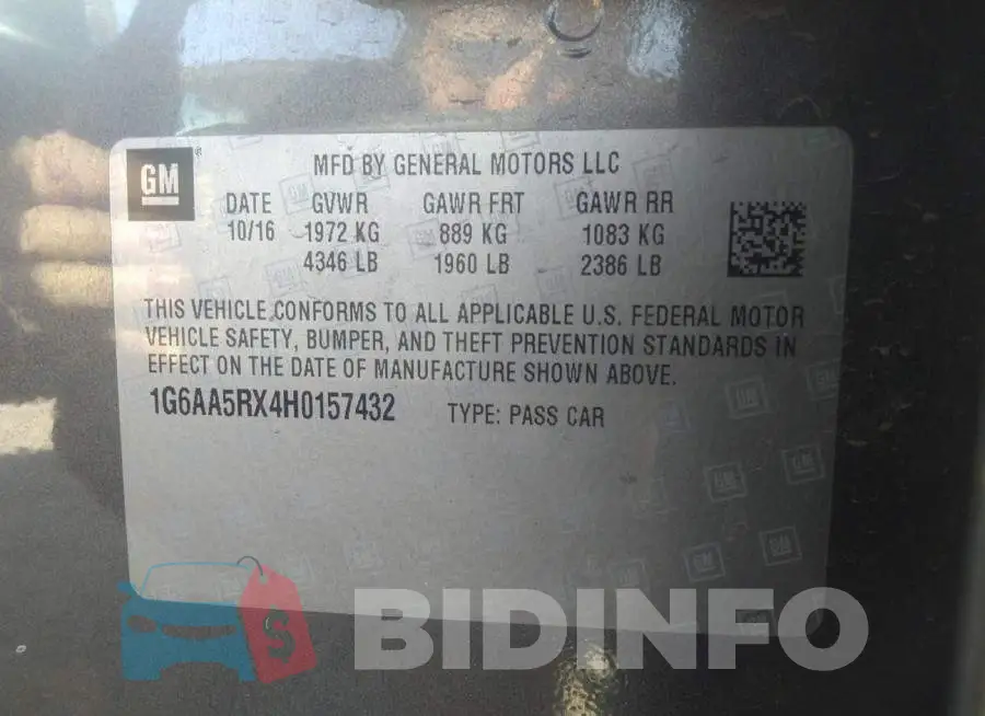 1G6AA5RX4H0157432 Photo# 9