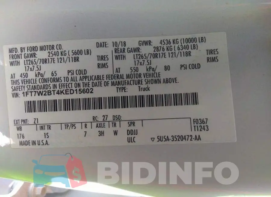 1FT7W2BT4KED15602 Photo# 9