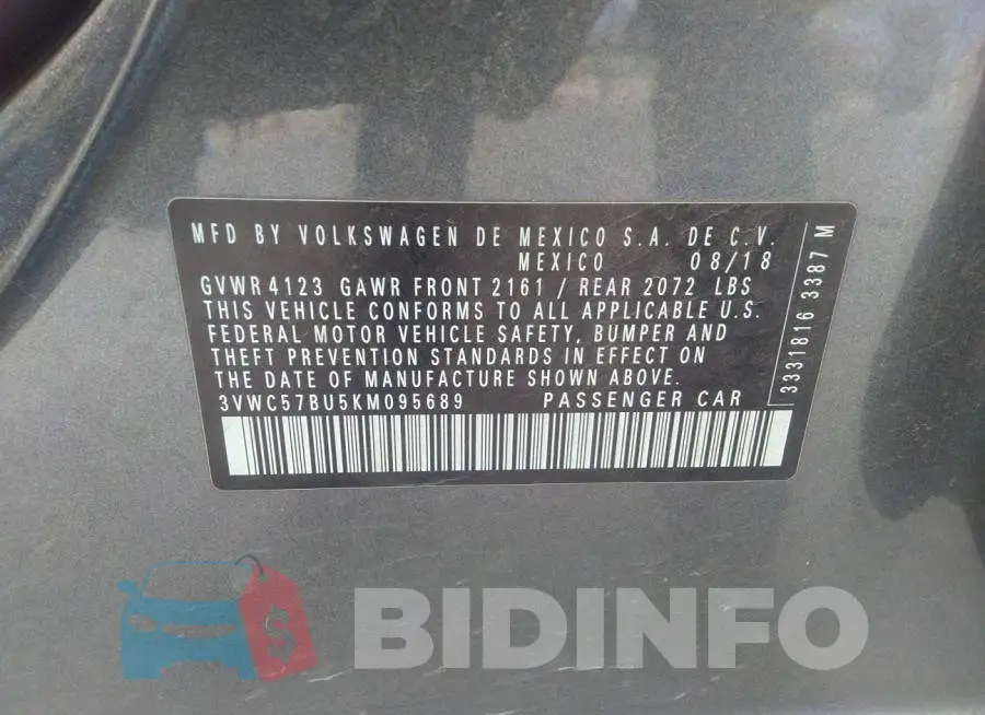 3VWC57BU5KM095689 Photo# 9