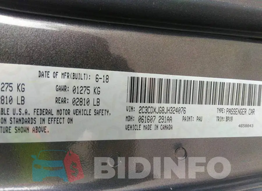 2C3CDXJG8JH324076 Photo# 9