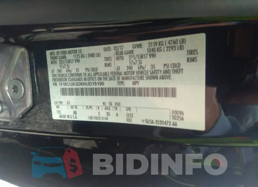1FMCU9GD6HUD15190 Photo# 9