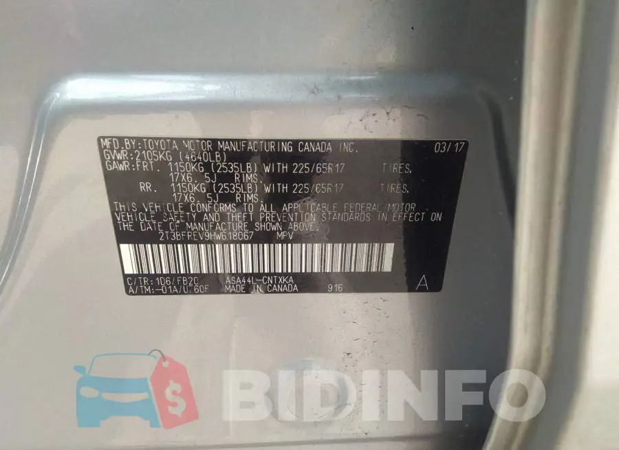2T3BFREV9HW618067 Photo# 9