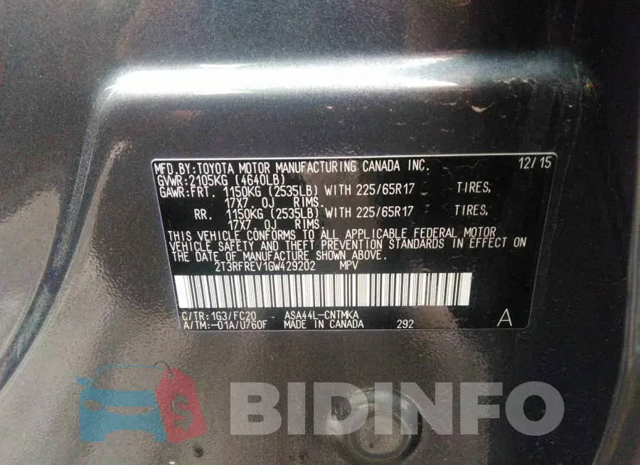 2T3RFREV1GW429202 Photo# 9