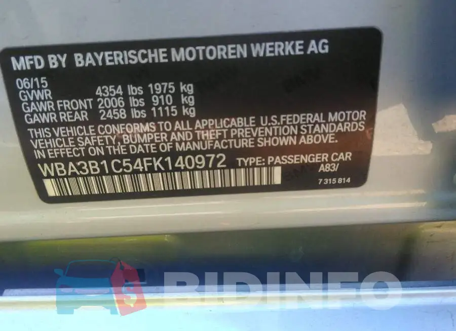 WBA3B1C54FK140972 Photo# 9
