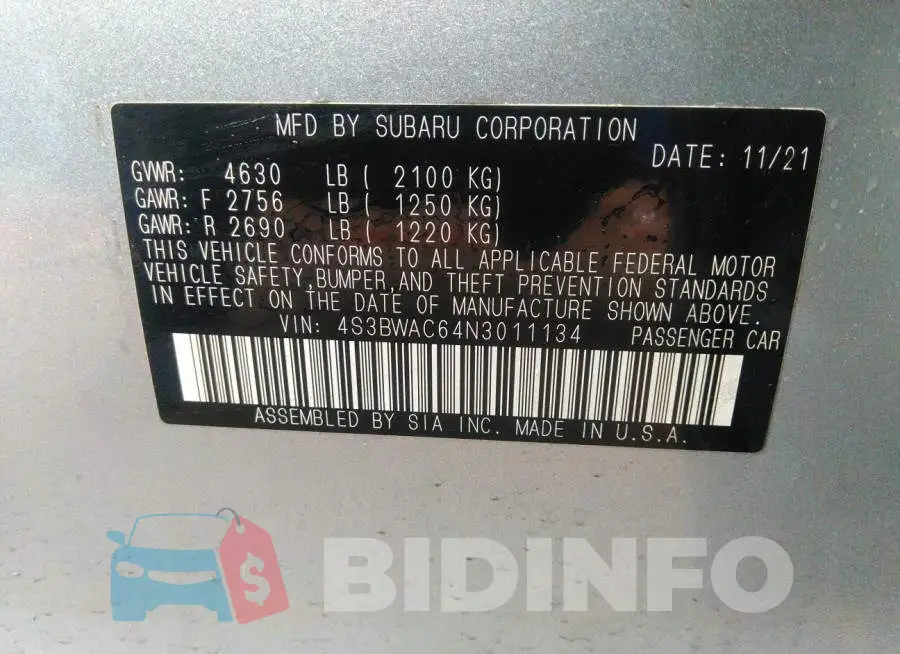 4S3BWAC64N3011134 Photo# 9