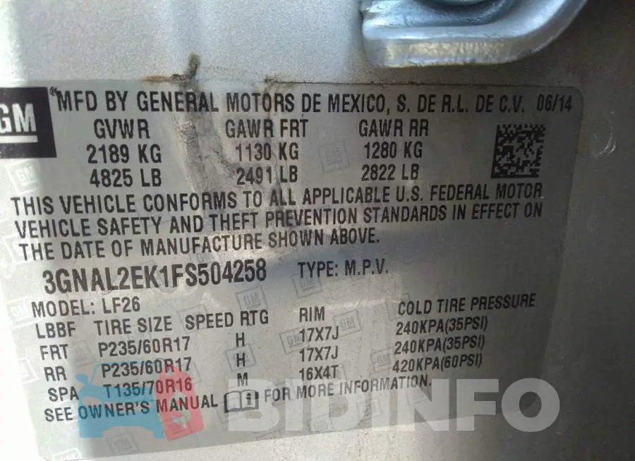 3GNAL2EK1FS504258 Photo# 9