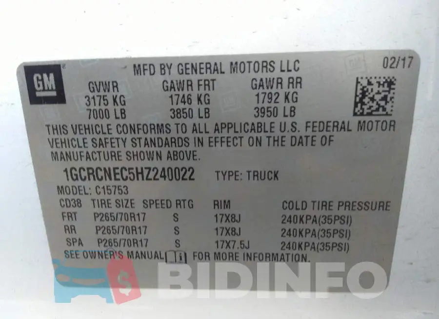 1GCRCNEC5HZ240022 Photo# 9