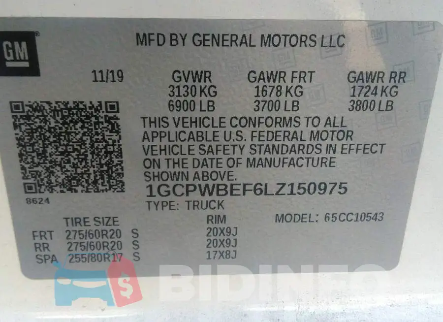 1GCPWBEF6LZ150975 Photo# 9