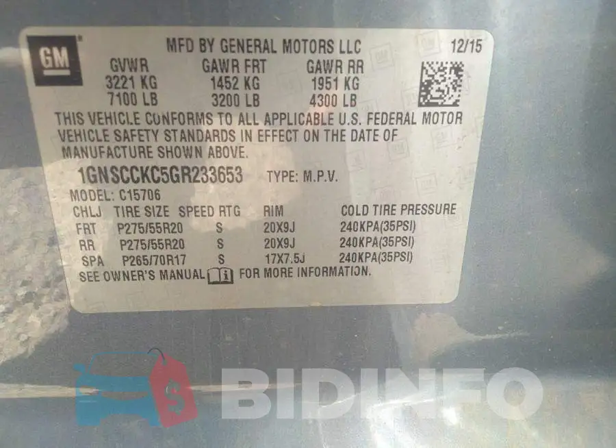 1GNSCCKC5GR233653 Photo# 9