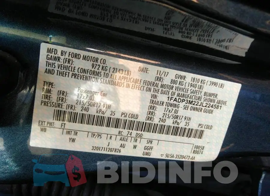 1FADP3M22JL224581 Photo# 9