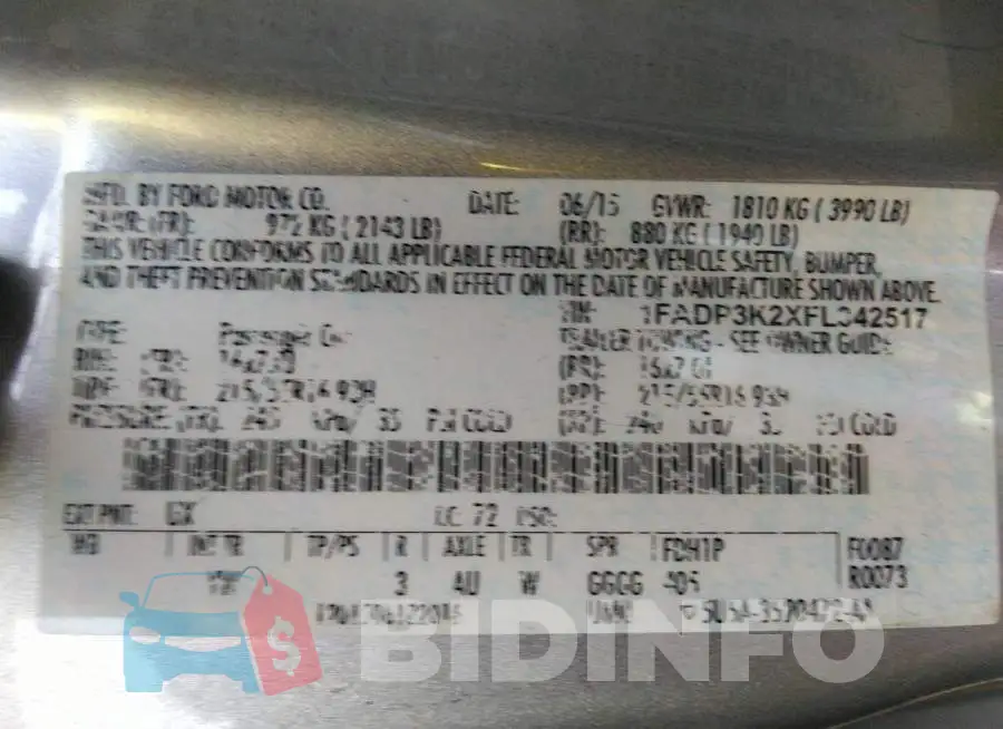 1FADP3K2XFL342517 Photo# 9