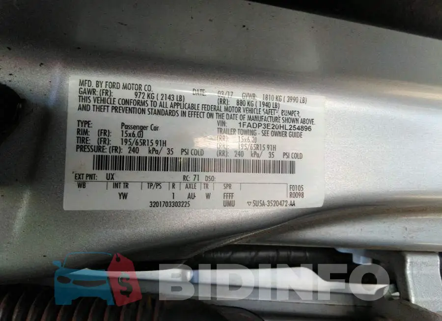 1FADP3E20HL254896 Photo# 9