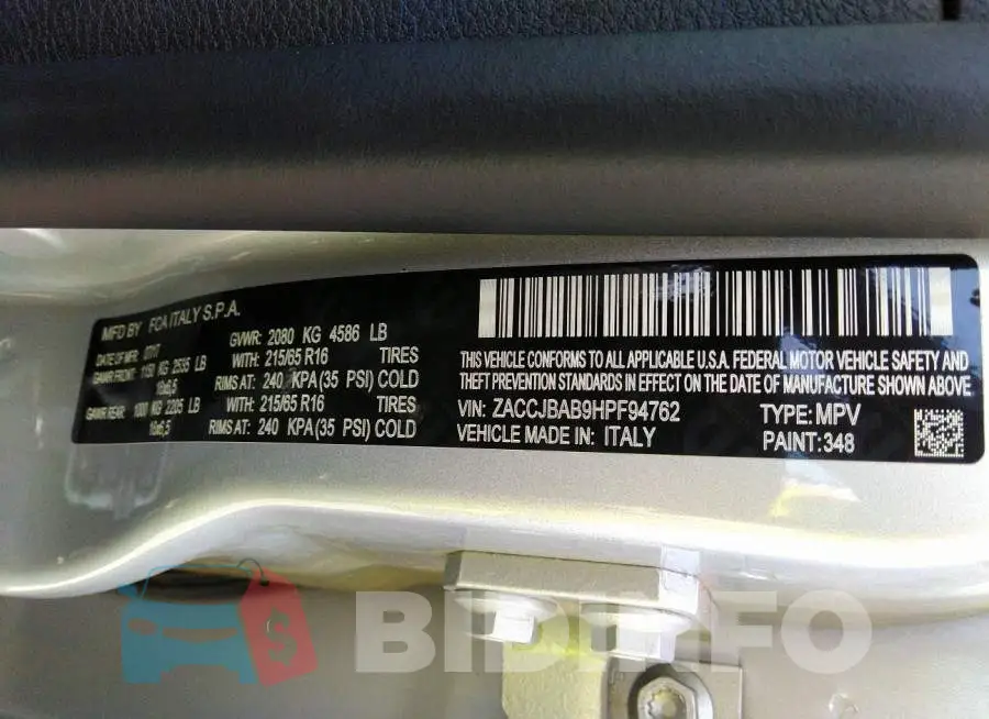 ZACCJBAB9HPF94762 Photo# 9