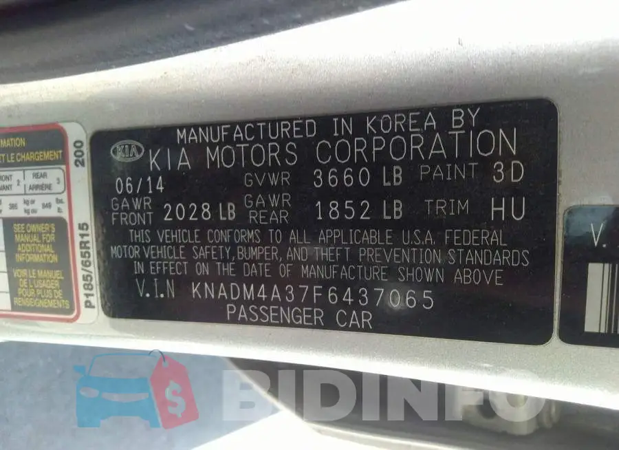 KNADM4A37F6437065 Photo# 9