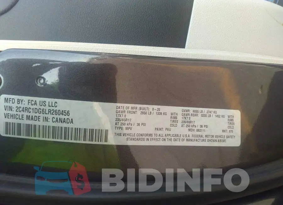 2C4RC1DG6LR260456 Photo# 9