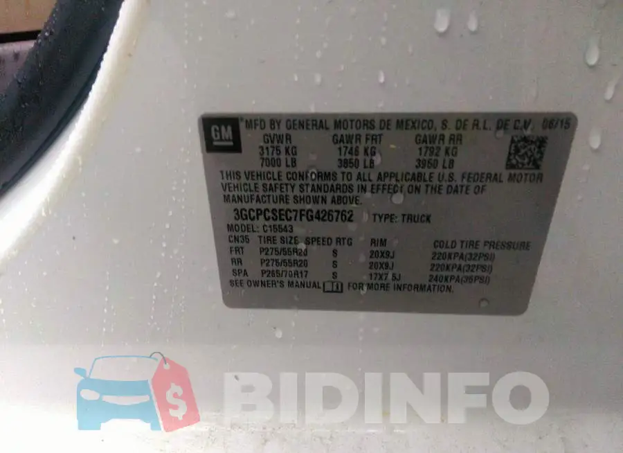 3GCPCSEC7FG426762 Photo# 9