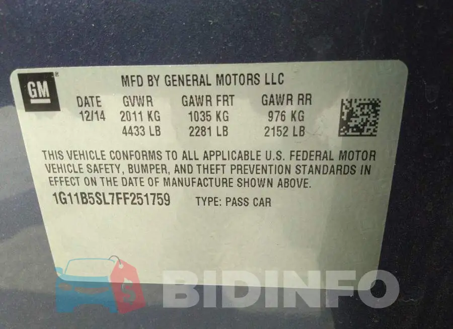 1G11B5SL7FF251759 Photo# 9