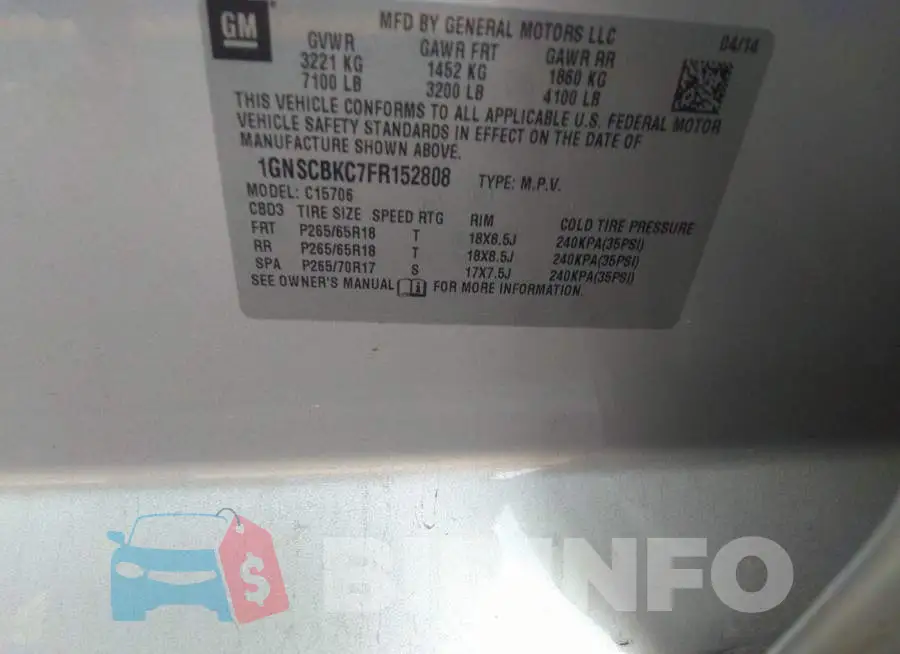 1GNSCBKC7FR152808 Photo# 9