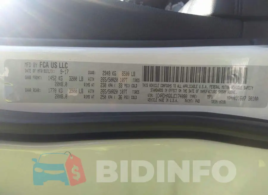 1C4RDHAG6JC174080 Photo# 9