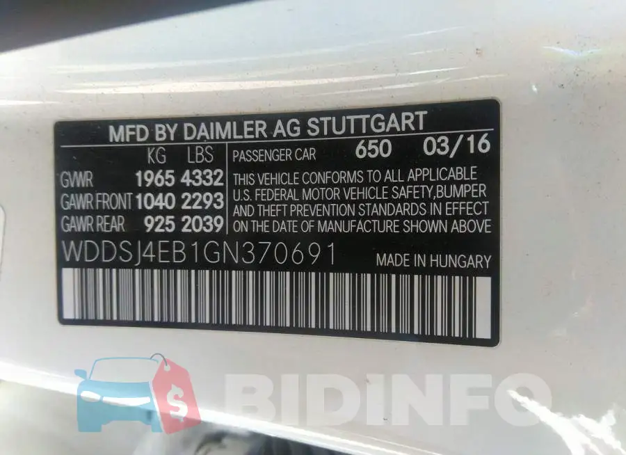 WDDSJ4EB1GN370691 Photo# 9