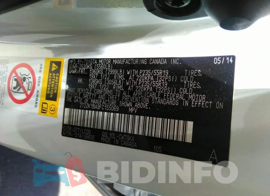 2T2ZK1BA9FC155069 Photo# 9