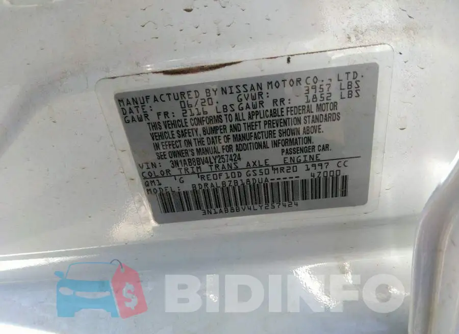 3N1AB8BV4LY257424 Photo# 9
