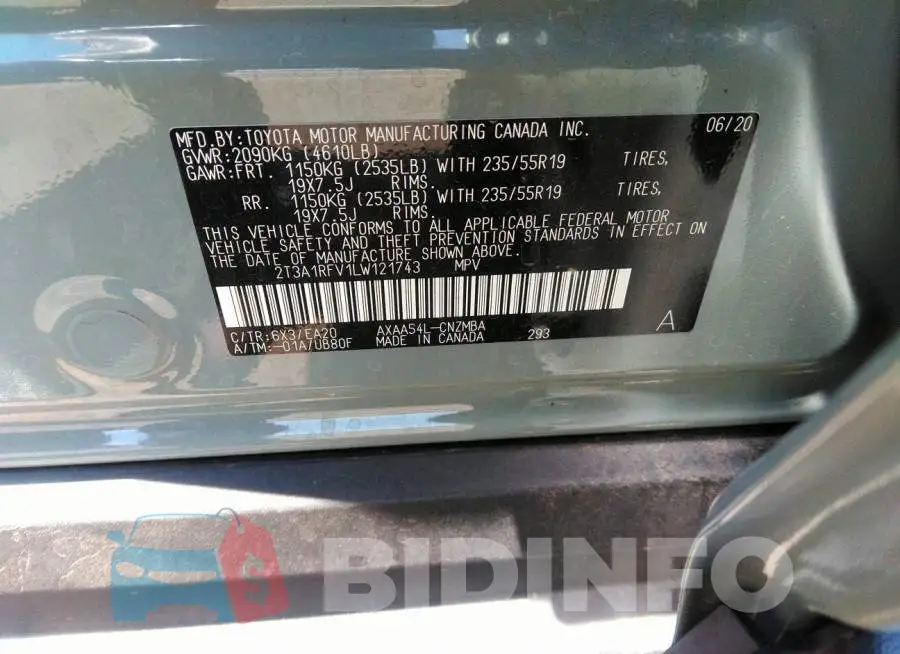 2T3A1RFV1LW121743 Photo# 8