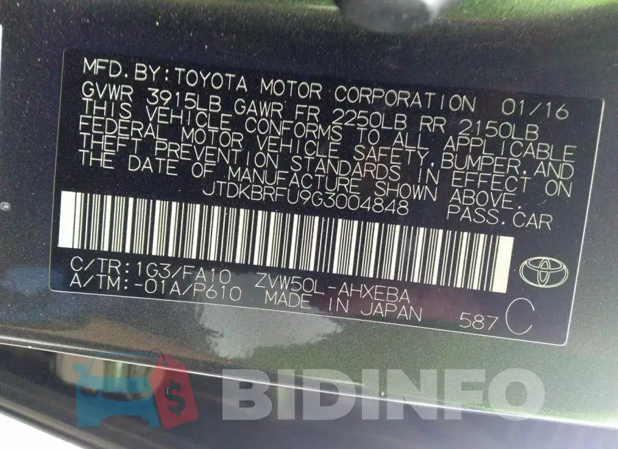 JTDKBRFU9G3004848 Photo# 9