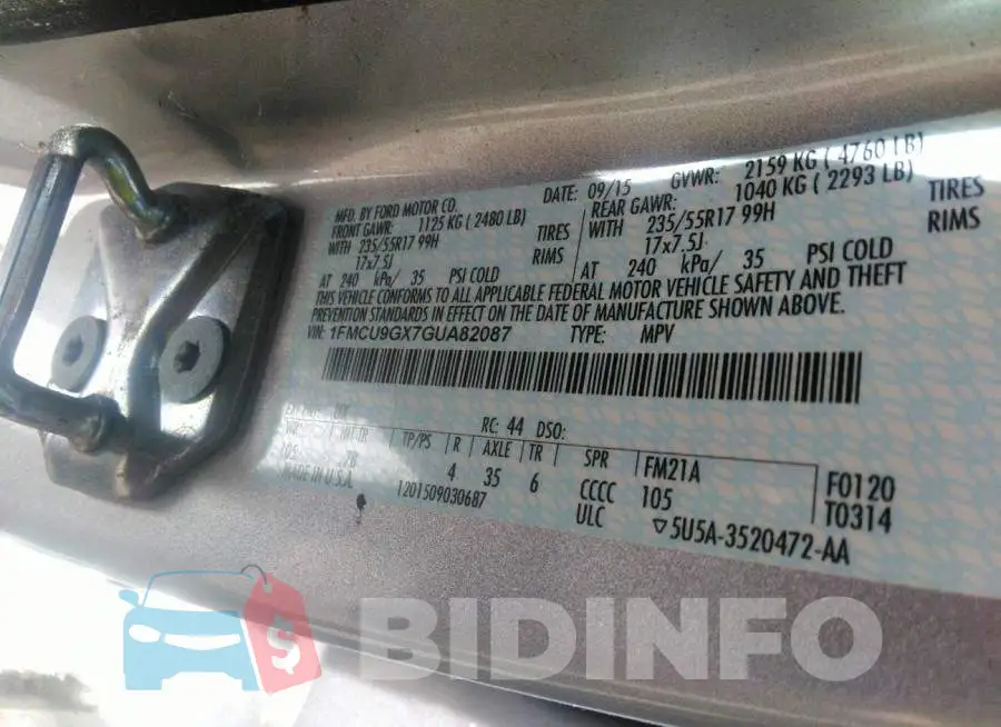 1FMCU9GX7GUA82087 Photo# 9
