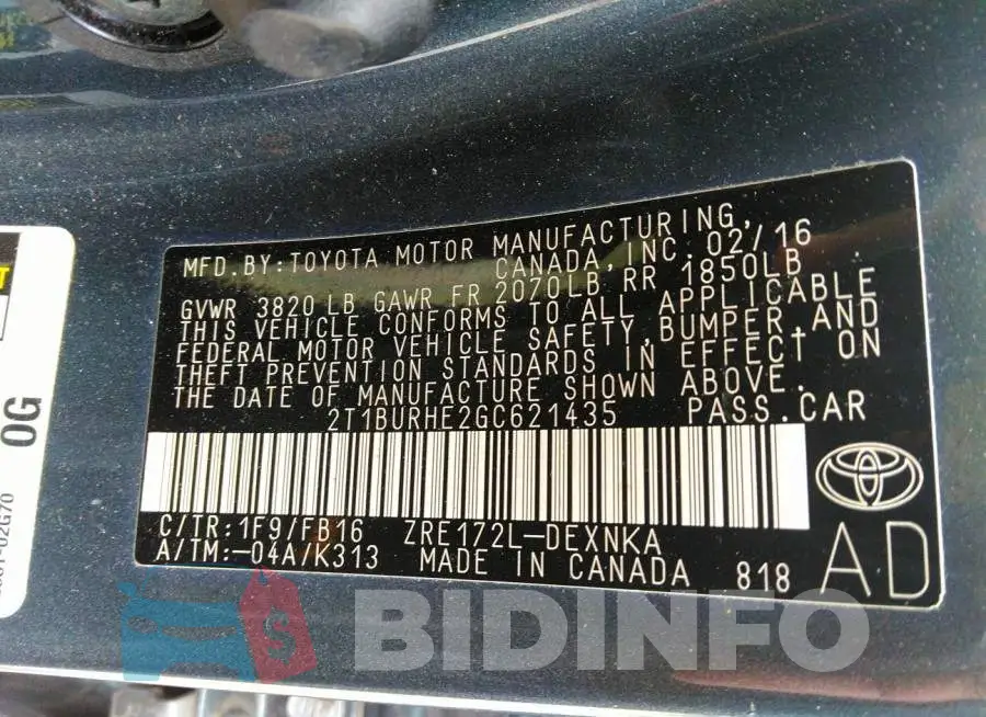 2T1BURHE2GC621435 Photo# 9