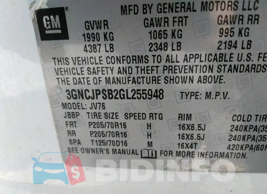 3GNCJPSB2GL255948 Photo# 9