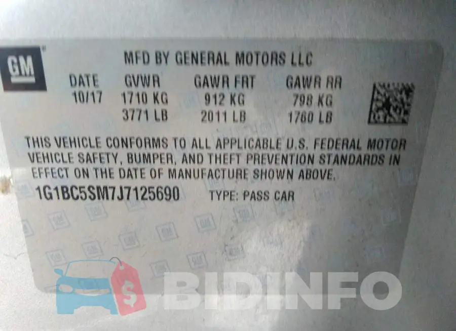 1G1BC5SM7J7125690 Photo# 9