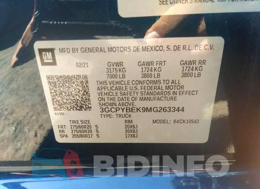3GCPYBEK9MG263344 Photo# 9