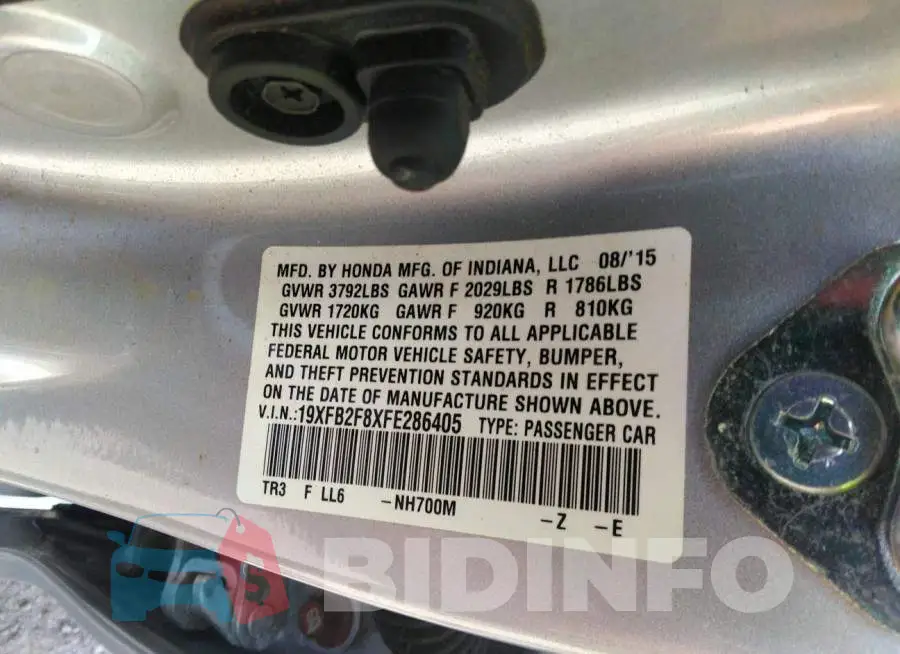 19XFB2F8XFE286405 Photo# 9