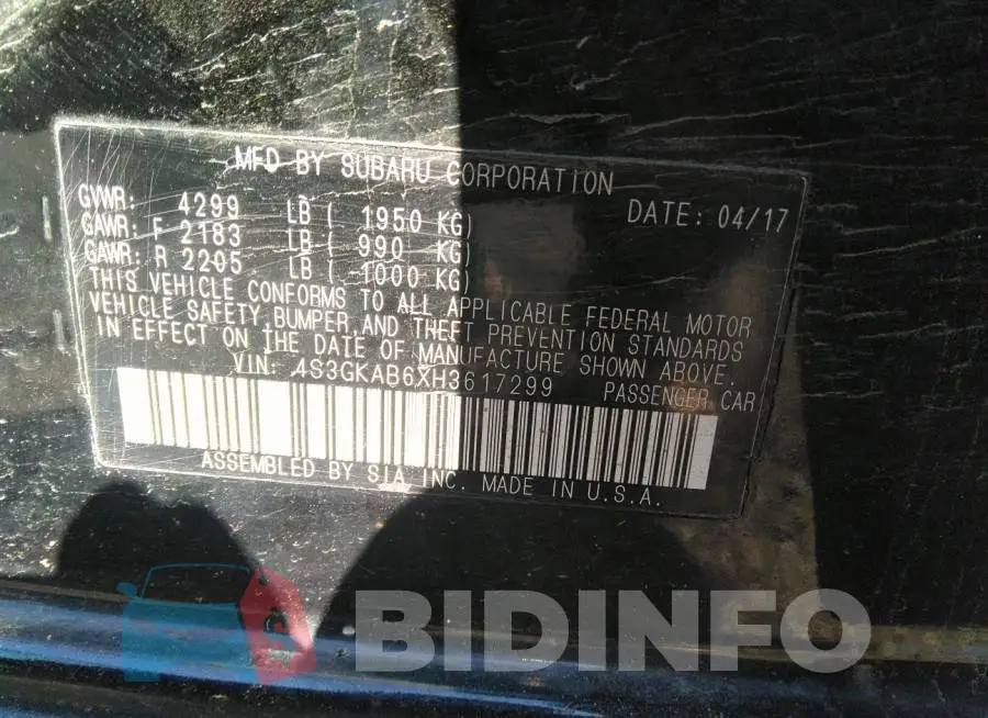 4S3GKAB6XH3617299 Photo# 9