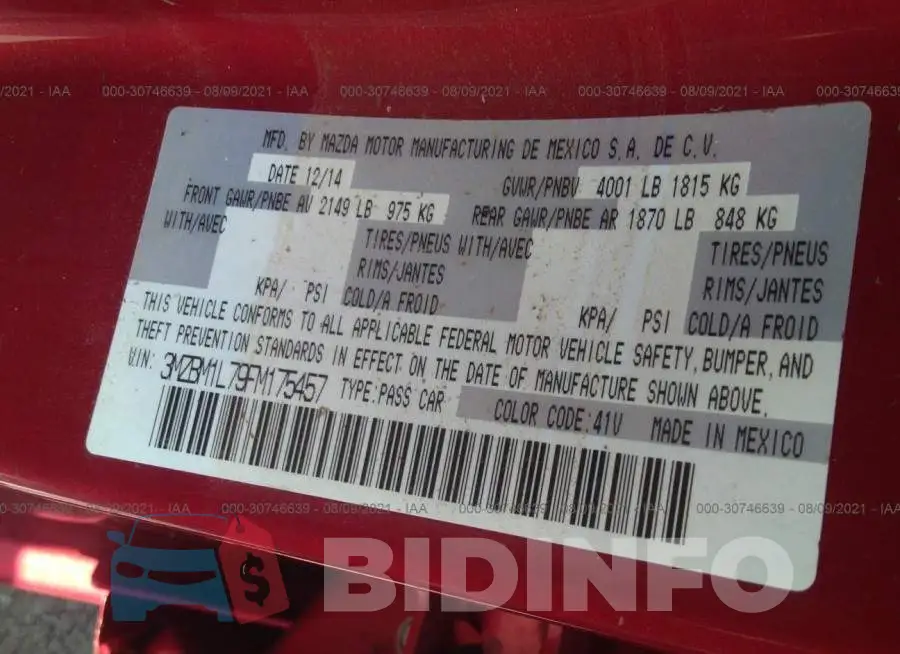 3MZBM1L79FM175457 Photo# 9