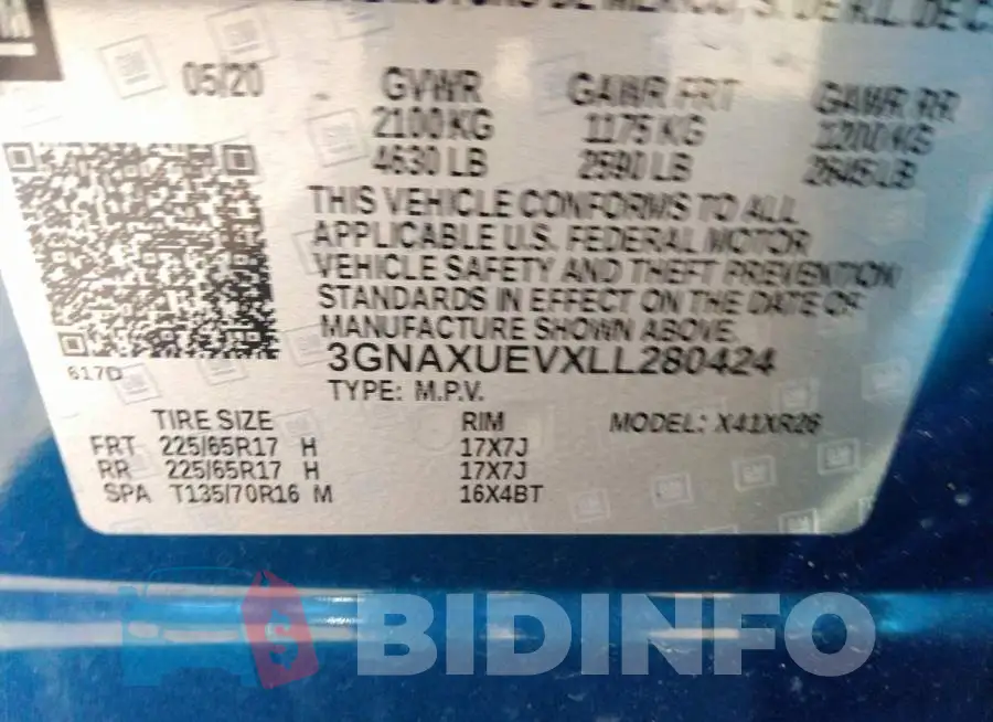 3GNAXUEVXLL280424 Photo# 9