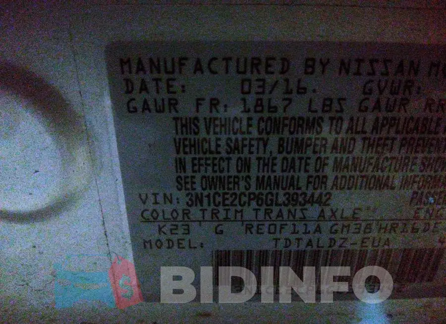 3N1CE2CP6GL393442 Photo# 9
