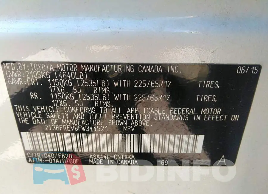 2T3BFREV8FW344521 Photo# 9