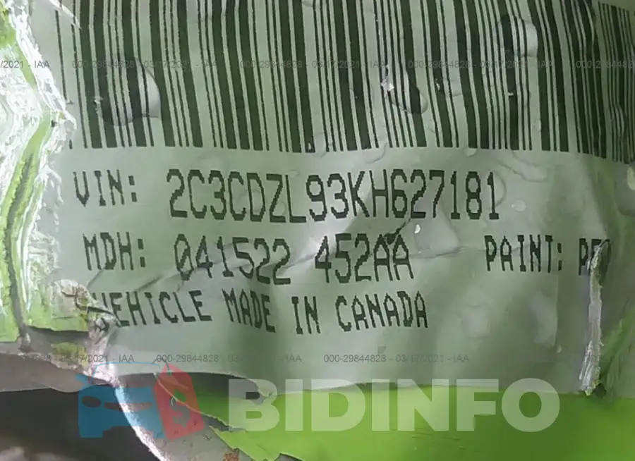 2C3CDZL93KH627181 Photo# 9