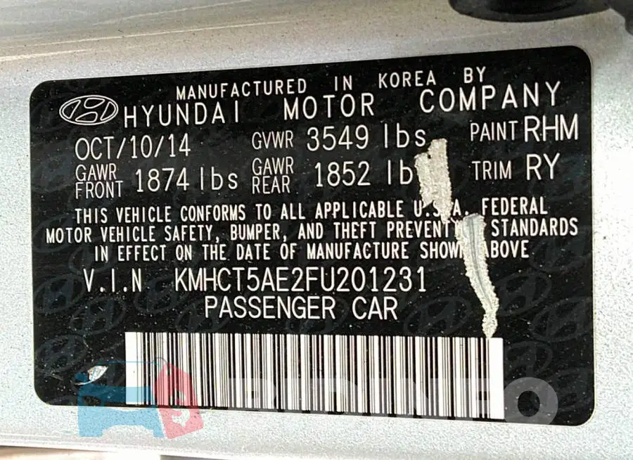 KMHCT5AE2FU201231 Photo# 9